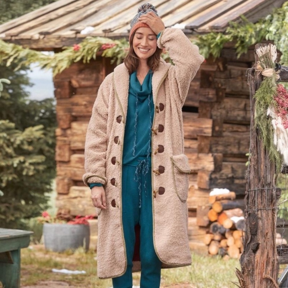 Sundance Cream Teddy Coat with Brown Accents